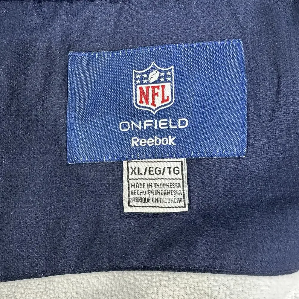 Dallas Cowboys Reebok Onfield Jacket Men’s XL Navy Fleece Lined Full Zip Hooded